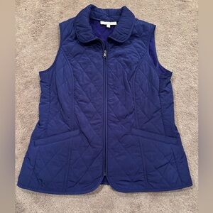 Talbots Womens Size 8P Diamond Quilted W/Fleece Lining Zip Front Collared Vest